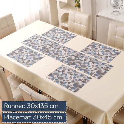 Color Splash PVC Mats for Dining Table, Geo Triangles - Slate Blue