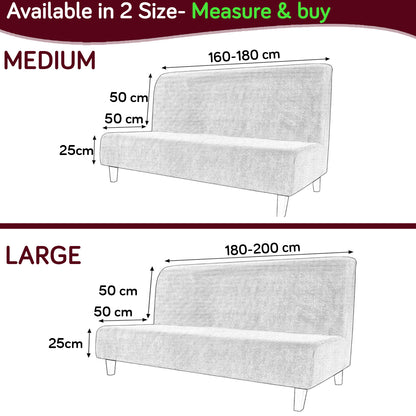 SereneSolids Stretchable Elastic Armless Sofa Cover – 140 GSM, Futon Slipcover, Easy Fit, Burgundy