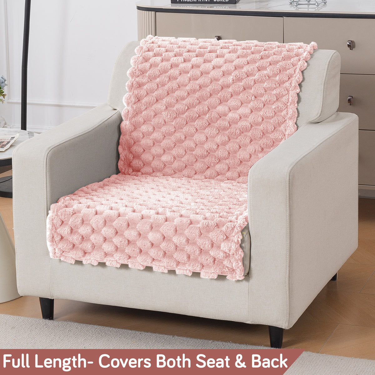 'BunnySoft Series' Plush Sofa Cover Throw for Sofa Seat & Back, Flamingo Pink