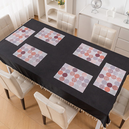 Color Splash PVC Mats for Dining Table, Bloom Circles - Rose Dust