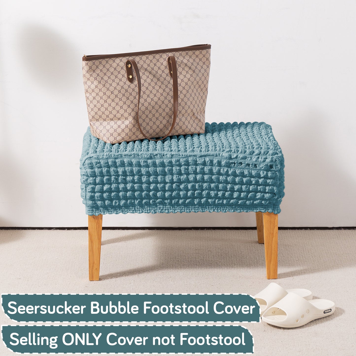Aria Nova 280 GSM Bubble Stretchable Foot Rest Stool Cover, Tropical Teal