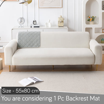 Diamond Tuft Plush Sofa Cover Mat, Mist Grey