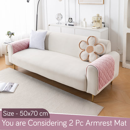 Diamond Tuft Plush Sofa Cover Mat, Blush Pink