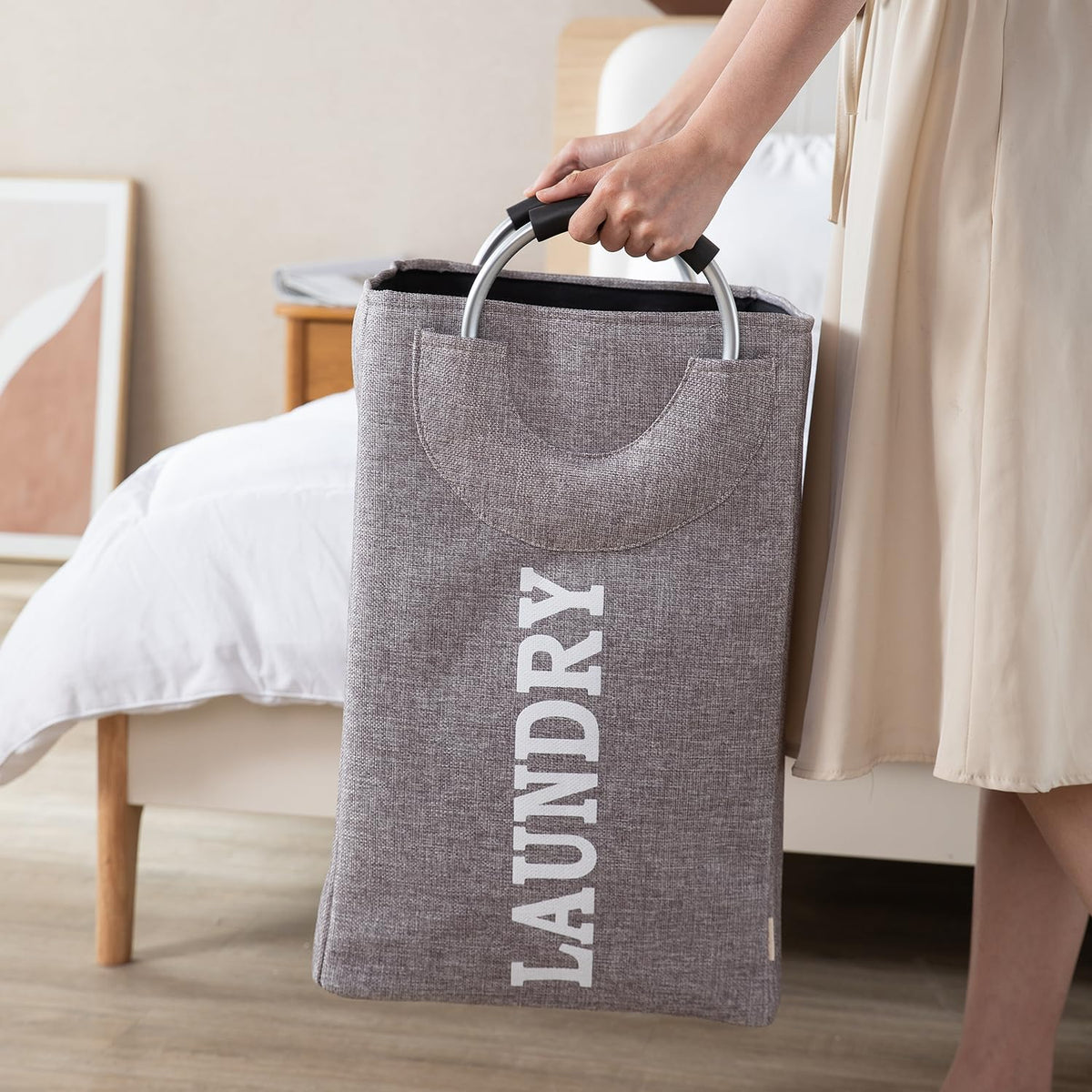 Foldable Laundry Bag with Handles, 40L - Grey