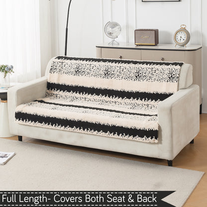 'Noirea Series' Plush Sofa Cover for Seat & Back, Textured Stripe