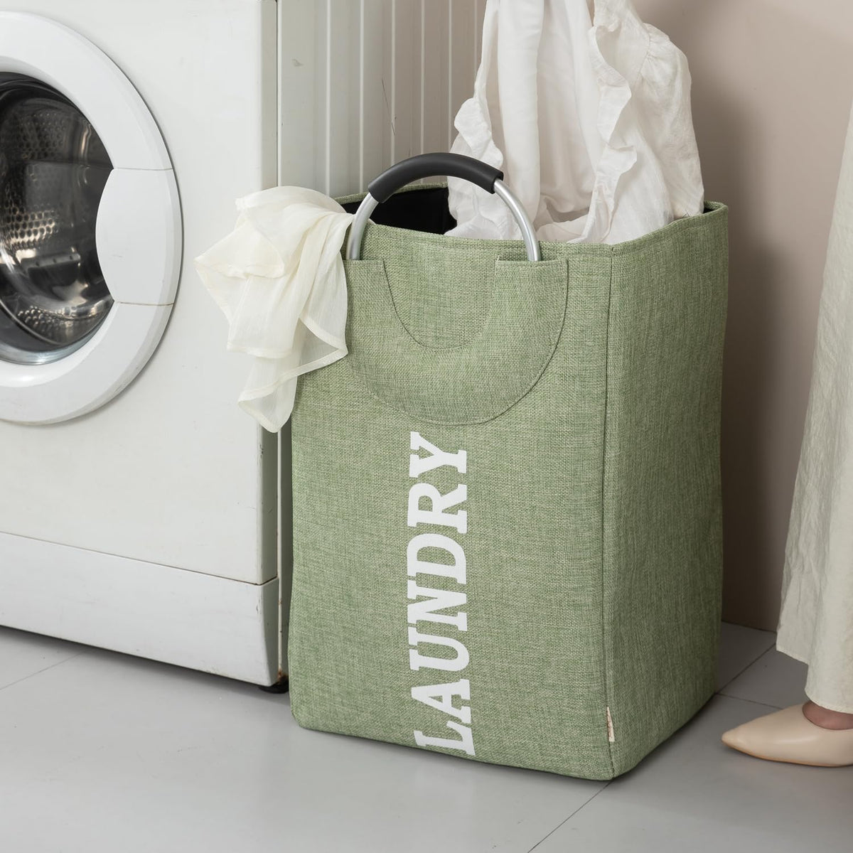 Foldable Laundry Bag with Handles, 40L - Green