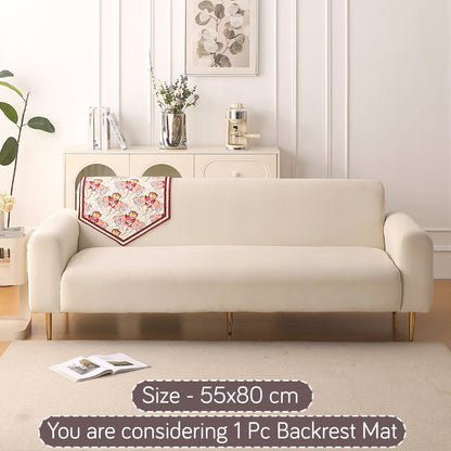 Florentina Series Printed Holland Velvet Sofa Mat - Autumn Cream