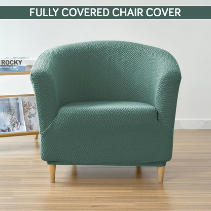 HOKIPO Premium Jacquard Stretchable Tub Chair Cover Slipcover, Continental Green