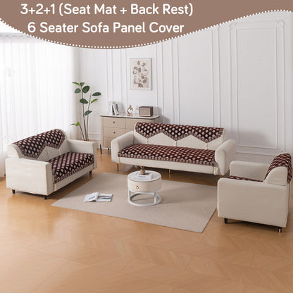 Heritage Weave Premium Jacquard Sofa Cover Set with Tassels - Coffee Brown