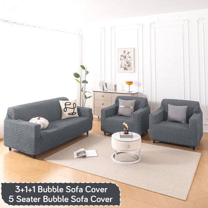 Aria Nova Elastic 280 GSM Stretchable Bubble Sofa Cover, Dark Grey