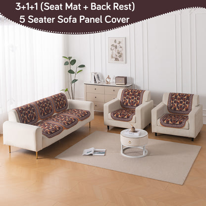 HeavenHue Fleece Soft Touch Quilted Sofa Cover Set Washable Sofa Panel for Seat & Back - Rustic Mosaic