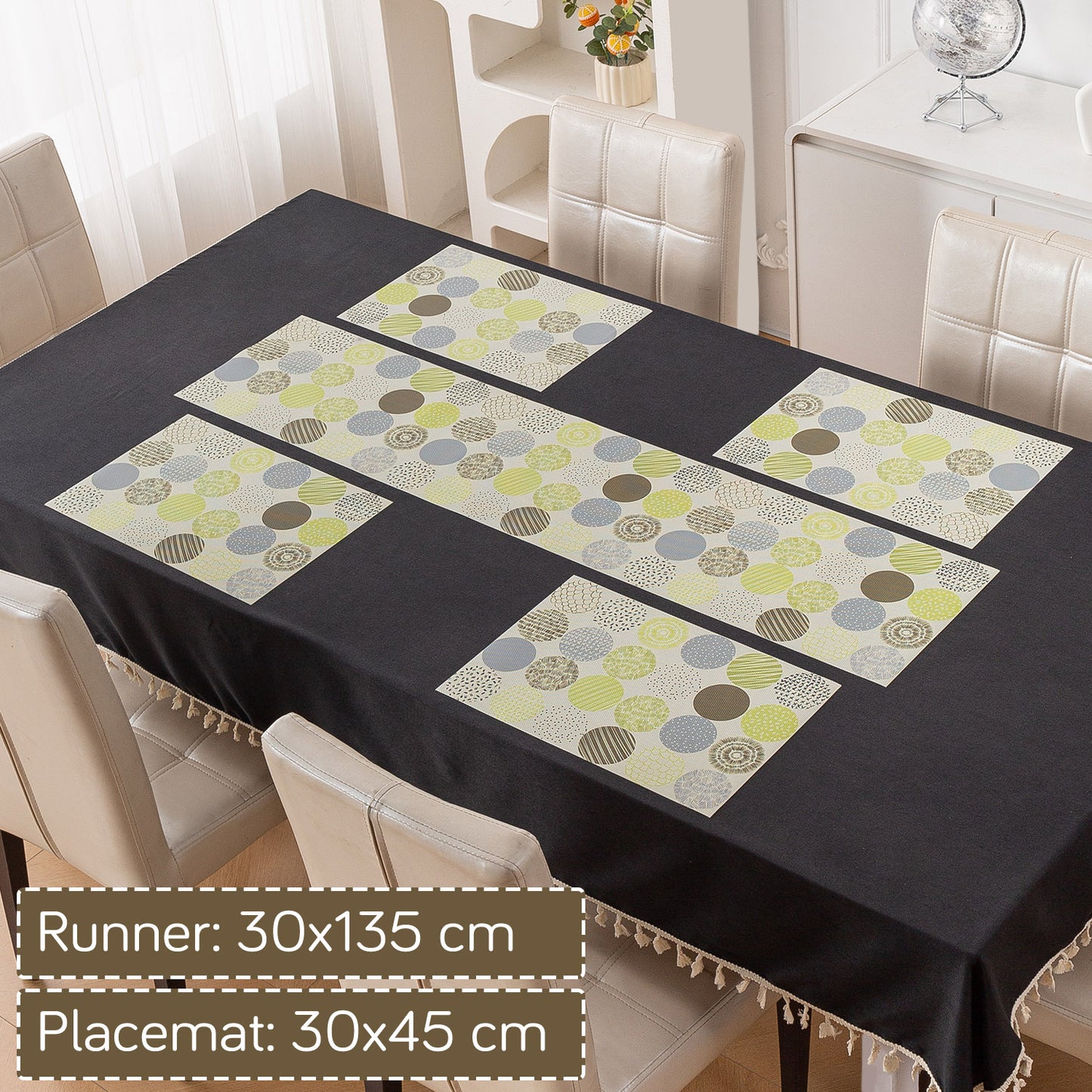 Color Splash PVC Mats for Dining Table, Bubble - Lemon Yellow