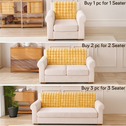 'FurHug' Premium Faux Rabbit Fur Sofa Seat Mats, Honey Yellow