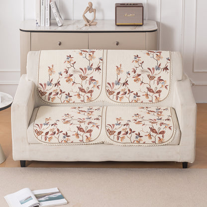 HeavenHue Fleece Soft Touch Quilted Sofa Cover Set – Washable Sofa Panel for Seat & Back - Autumn Whisper