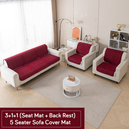 Modern Matrix 5-Seater Reversible Sofa Cover (3+1+1), Merlot Red