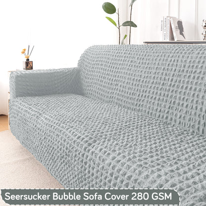 Aria Nova Elastic 280 GSM Stretchable Bubble Sofa Cover, Light Grey