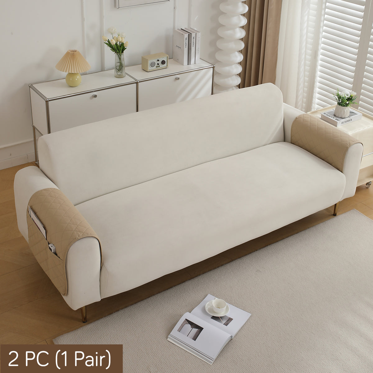 Drylin Quilted Sofa Cover Mat, Beige