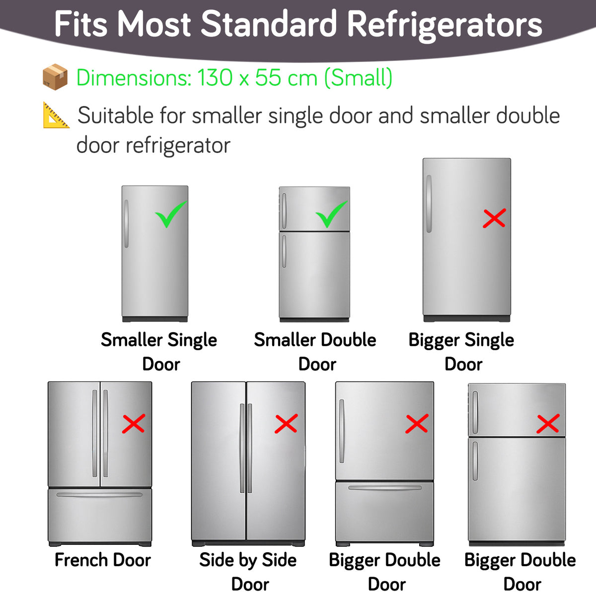 Small / Large Fridge Cover Top | For Smaller Single Door, Double Door and Bigger Double Door Refrigerator - Waterproof, Printed with 6 Side Pockets, Geometric Abstract