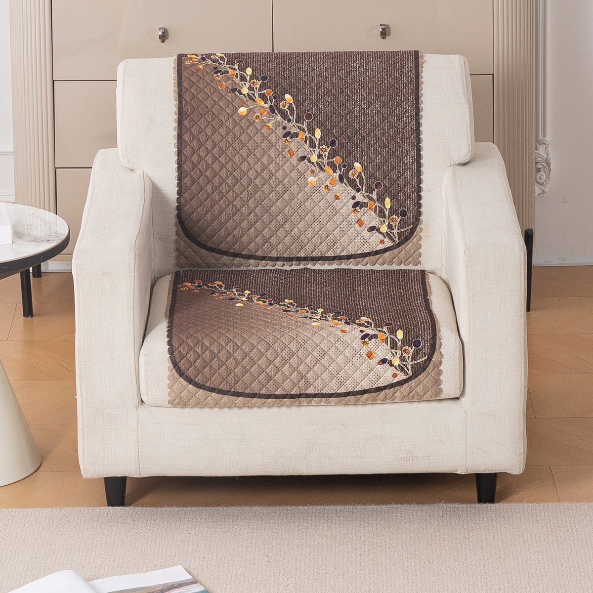 LoomVerse Quilted Sofa Cover Set Washable Sofa Panel for Seat & Back - Autumn Drape