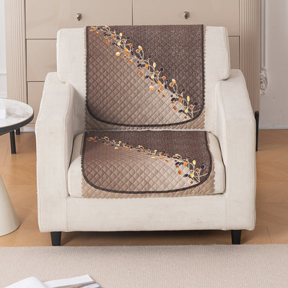 LoomVerse Quilted Sofa Cover Set Washable Sofa Panel for Seat & Back - Autumn Drape