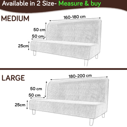 SereneSolids Stretchable Elastic Armless Sofa Cover – 140 GSM, Futon Slipcover, Easy Fit, Coffee