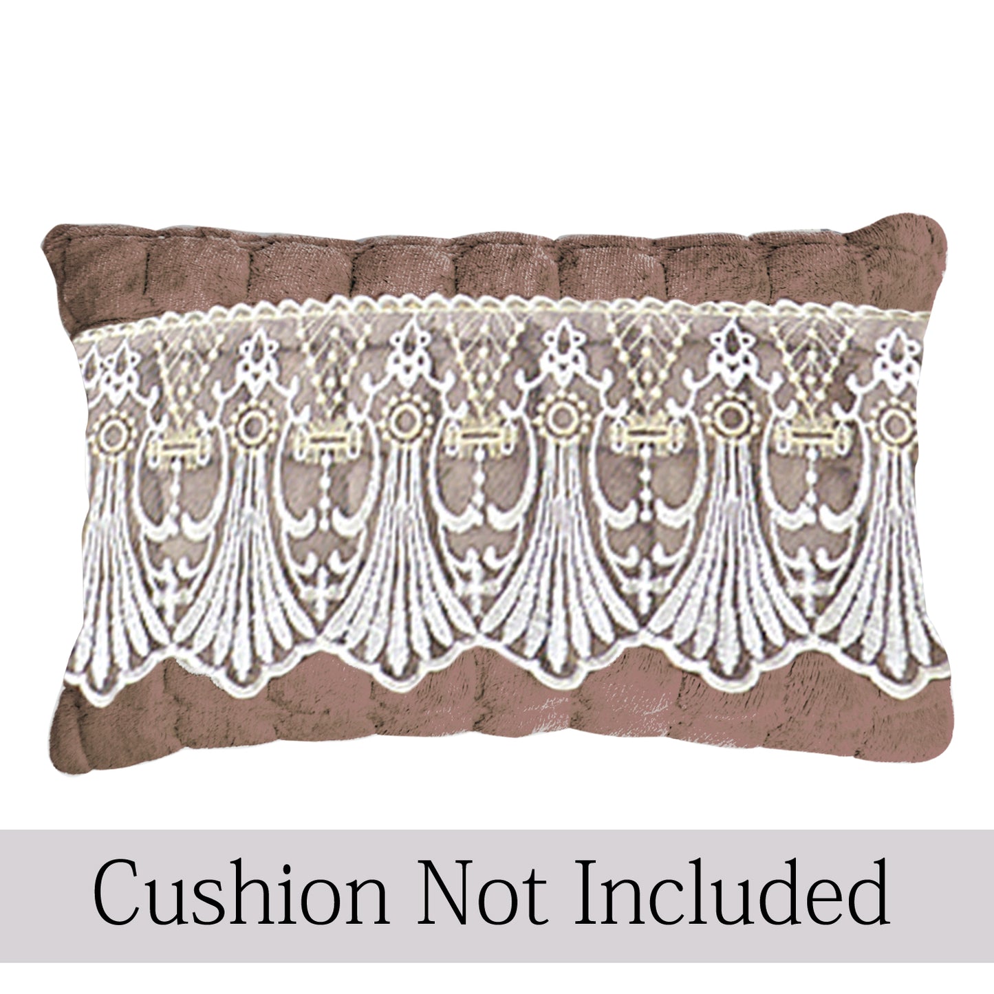 Premium Milk Velvet Sofa Cushion Cover with Lace Design, Mocha Brown
