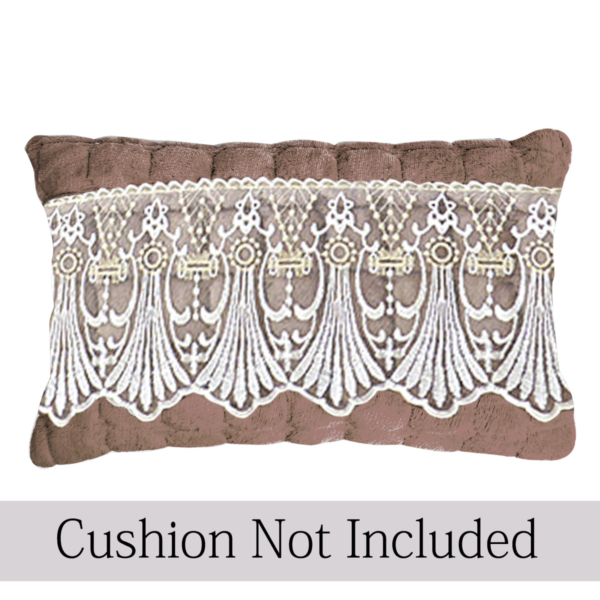 Premium Milk Velvet Sofa Cushion Cover with Lace Design, Mocha Brown