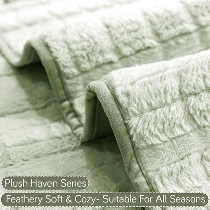 Premium Plush Set of 2 Sofa Armrest Covers, Pastel Green