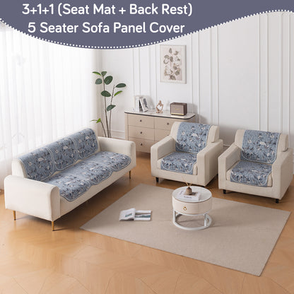 HeavenHue Fleece Soft Touch Quilted Sofa Cover Set Washable Sofa Panel for Seat & Back - Frosted Petals