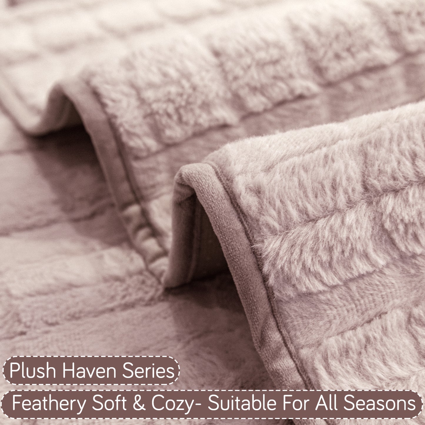 Luxury Plush Anti Slip Sofa Cover Mat with 2 Arm Cover, Beige