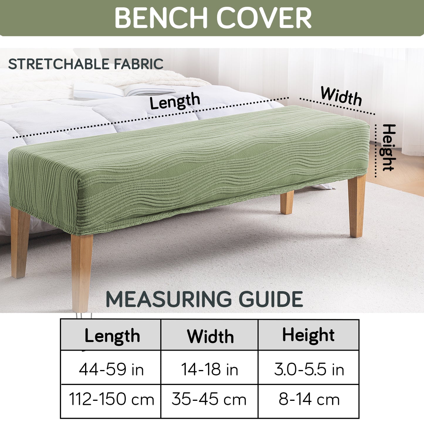 Nestiva Series 200gsm Knitting Jacquard Bench Cover - Pastel Green