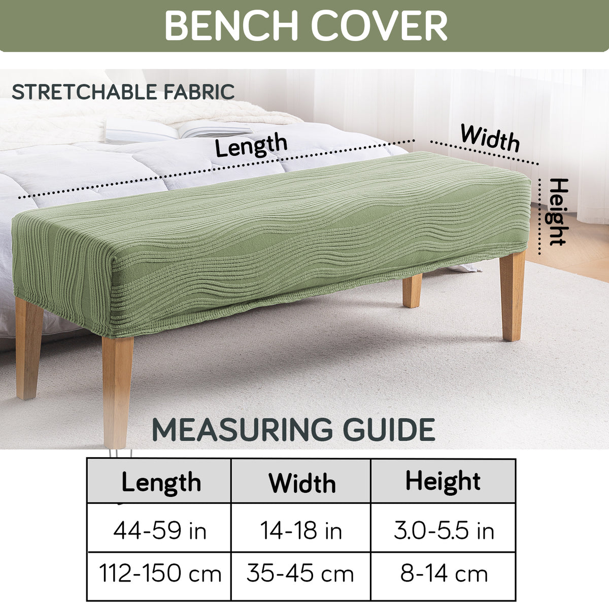 Nestiva Series 200gsm Knitting Jacquard Bench Cover - Pastel Green