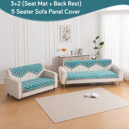 Heritage Weave Premium Jacquard Sofa Cover Set with Tassels - Emerald Teal