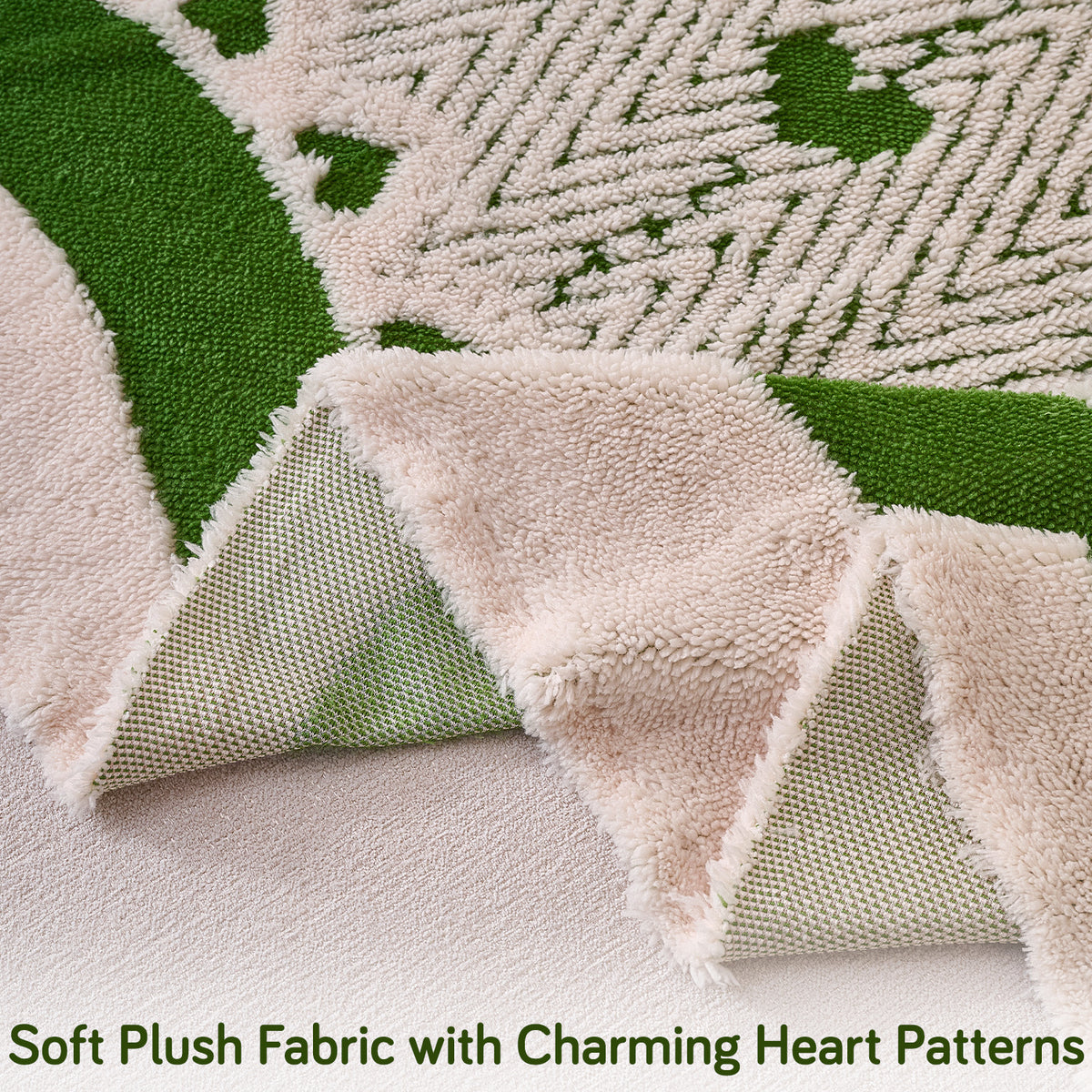 Buy Forest Cream Colour Cozy Heart Series Luxury Plush Fabric Sofa Throw | HOKIPO