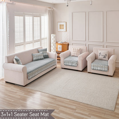 BelleLace Series 5-Seater Sofa Cover (3+1+1), Cloud Grey