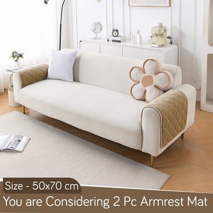 Diamond Tuft Plush Sofa Cover Mat, Sand Beige