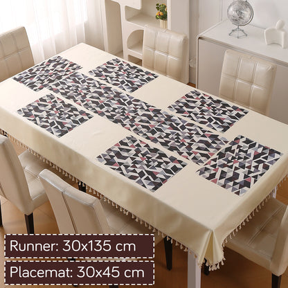 Color Splash PVC Mats for Dining Table, Triangular Mosaic - Burgundy Red