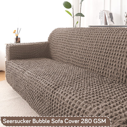 Aria Nova Elastic 280 GSM Stretchable Bubble Sofa Cover , Mocha Brown