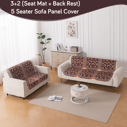 HeavenHue Fleece Soft Touch Quilted Sofa Cover Set Washable Sofa Panel for Seat & Back - Rustic Mosaic