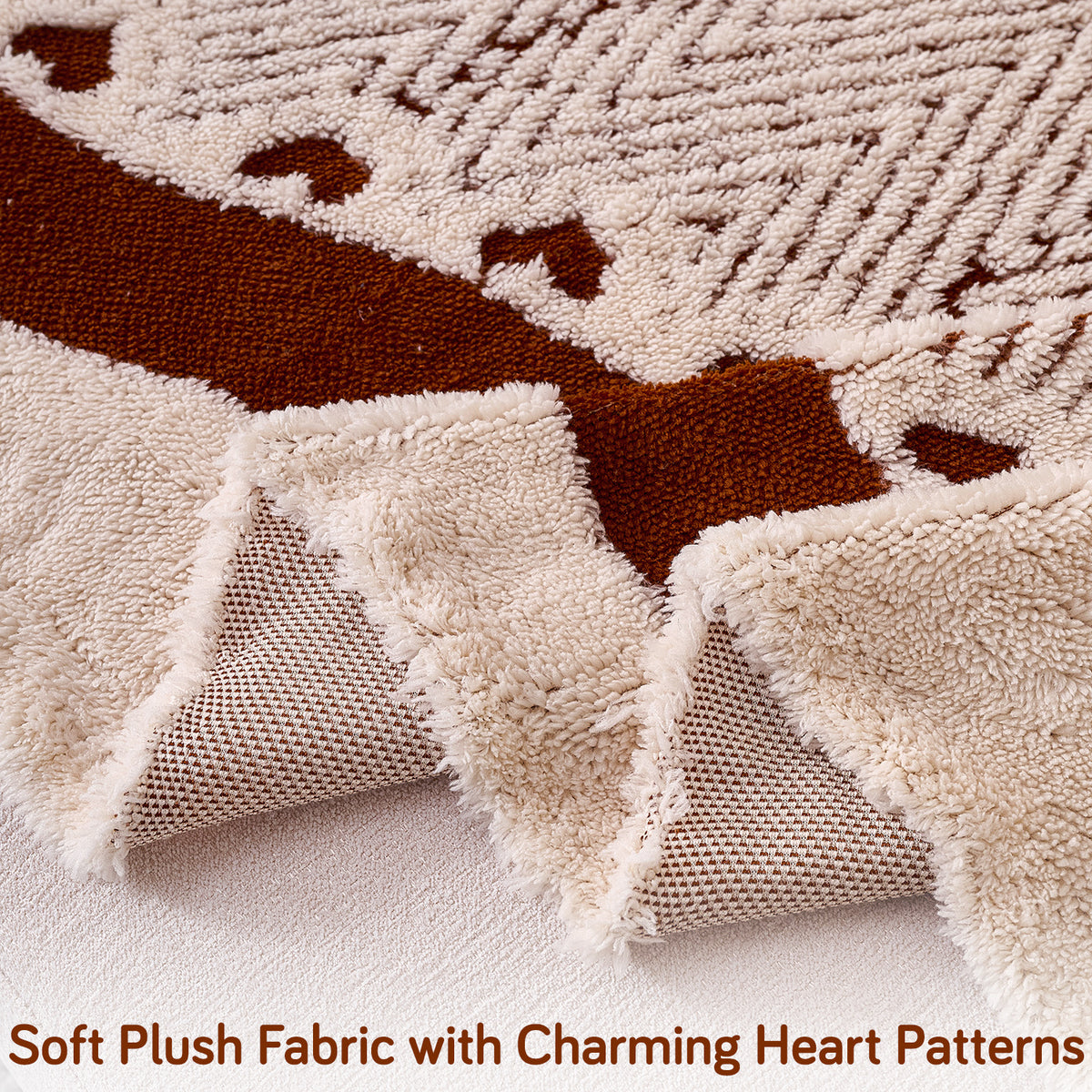 Buy Mocha Cream Colour Cozy Heart Series Luxury Plush Fabric Sofa Throw | HOKIPO