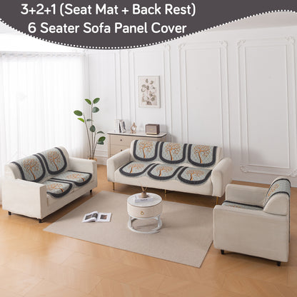 LoomVerse Quilted Sofa Cover Set Washable Sofa Panel for Seat & Back - Tranquil Tree