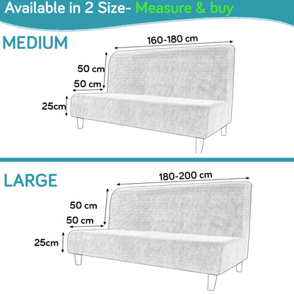 SereneSolids Stretchable Elastic Armless Sofa Cover – 140 GSM, Futon Slipcover, Easy Fit, Sky Blue