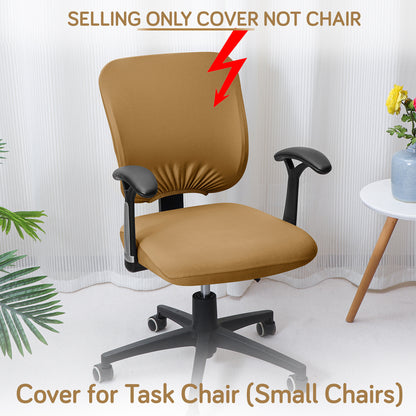 Office Chair Cover for Task Chair – 140 GSM Stretchable Fabric – Washable & Anti-Slip – Fits Small Office Chairs Without Headrest, Camel