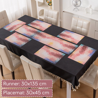 Color Splash PVC Mats for Dining Table, Abstract Polygon - Rose Mauve
