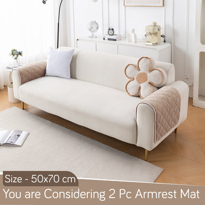 Diamond Tuft Plush Sofa Cover Mat, Warm Taupe