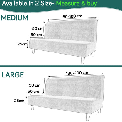 SereneSolids Stretchable Elastic Armless Sofa Cover – 140 GSM, Futon Slipcover, Easy Fit, Teal