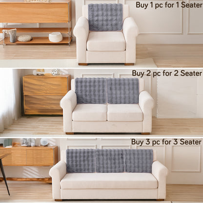 'FurHug' Premium Faux Rabbit Fur Sofa Seat Mats, Cool Grey
