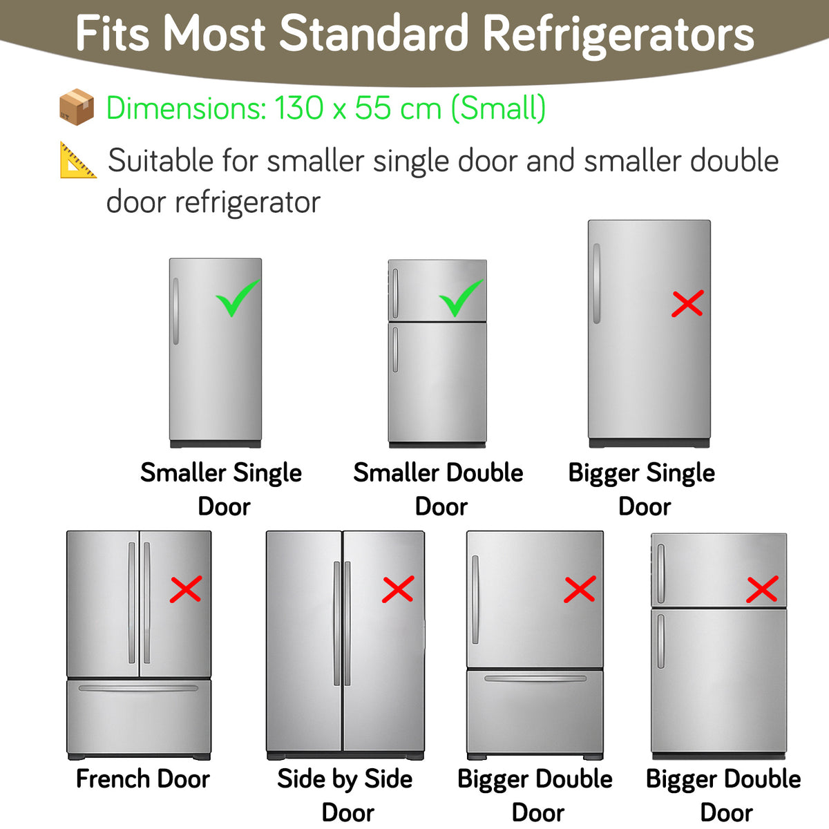 Small / Large Fridge Cover Top | For Smaller Single Door, Double Door and Bigger Double Door Refrigerator - Waterproof, Printed with 6 Side Pockets, Woodland Village