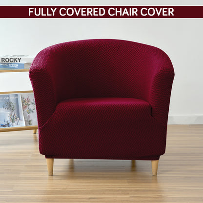 HOKIPO Premium Jacquard Stretchable Tub Chair Cover Slipcover, Burgundy