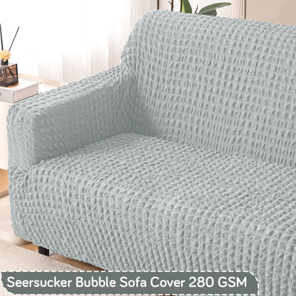 Aria Nova Elastic 280 GSM Stretchable Bubble Sofa Cover, Light Grey